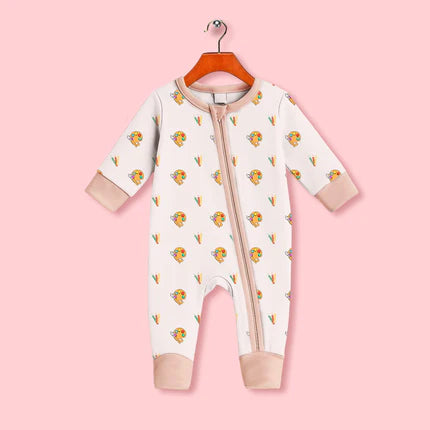 Bamboo Baby Pajamas – Ultra-Soft, All-Season Baby Zipper Onesie | Sage Green, Light Beige